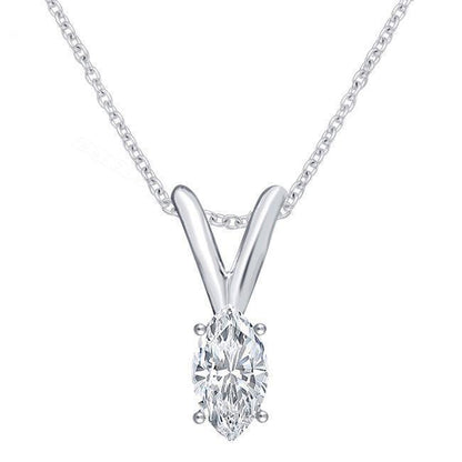 Marquise Cut 2.00 Carats Diamond Necklace Pendant White Gold 14K Pendant