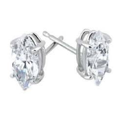 Marquise Cut 3 Carats Sparkling Diamonds Studs Earring White Gold 14K