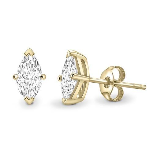 Marquise Cut 3.00 Carats Diamonds Studs Earrings Yellow Gold 14K Stud Earrings