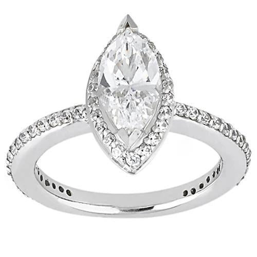 Marquise Cut Diamond Ring White Gold Jewelry 1.5 Carats Ring