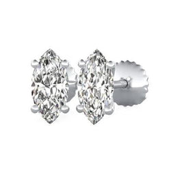 Marquise Cut Diamond Stud Earrings 2.50 Carats White Gold 14K