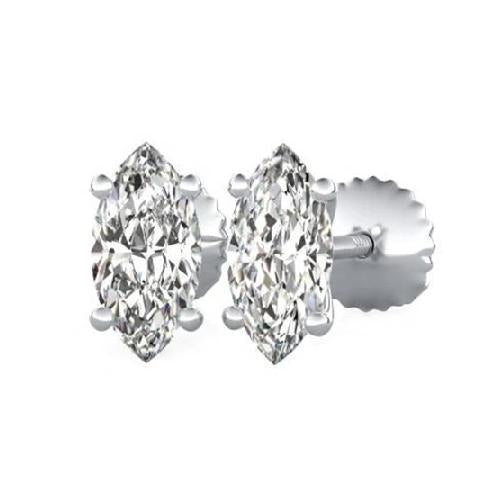 Marquise Cut Lady’s White Gold Round Anniversary Stud Earrings