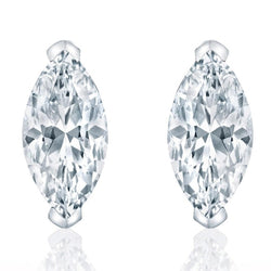 Marquise Cut Sparkling 4 Carats Diamonds Stud Earring White Gold 14K