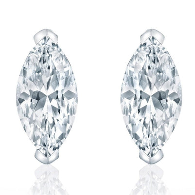 Marquise Cut Sparkling Diamonds Stud Earring White Gold 
