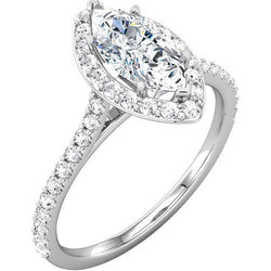 Natural  Marquise & Round Brilliant Diamonds 2.51 Ct. Halo Engagement Ring WG