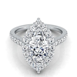 Natural  2.50 Carats Marquise Halo Diamond Ring Jewelry