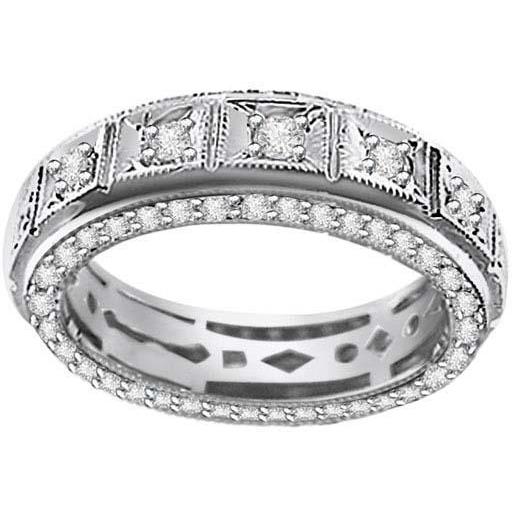 Men 3.70 Carats Round Cut Diamonds Wedding Band 14K White Gold Band