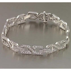 Men Diamond Bracelet Prong Set 9 Carats White Gold Jewelry 14K New