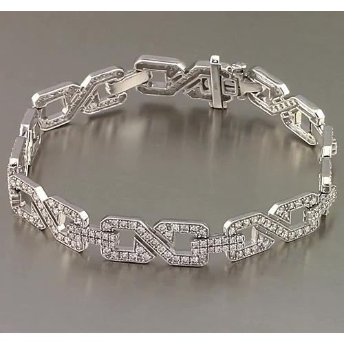 Men Diamond Bracelet Prong Set 9 Carats White Gold Jewelry 14K New Mens Bracelet
