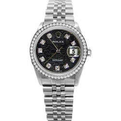Men Rolex Datejust Watch Ss Black Jubilee Diamond Dial QUICK SET