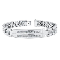 Men Round Diamond Bracelet Solid White Gold Fine Jewelry 5 Carats
