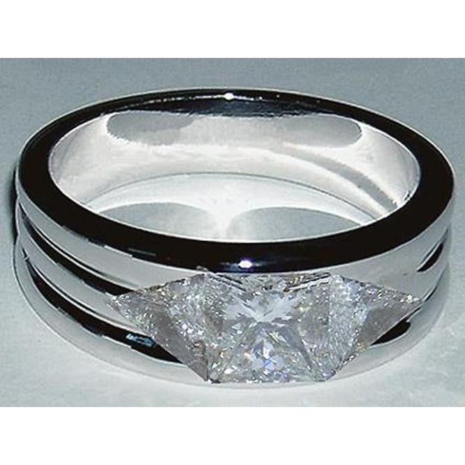Men'S 3 Stone Diamond Ring 3.25 Ct. White Gold 14K Three Stone Ring
