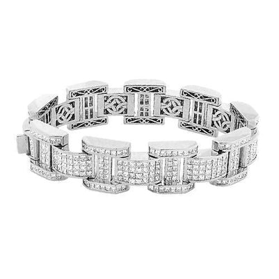 Mens Princess Cut Diamond Bracelet White Gold 20 Carats Tennis Bracelet