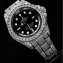 Mens Rolex Watch 30 Ct. Iced Out Custom Diamond Covered Black Dial