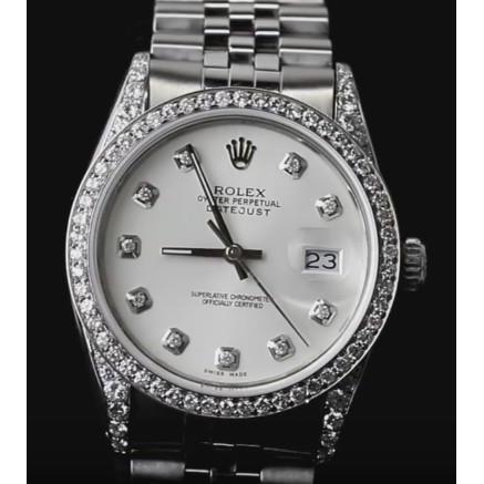 Midsize Datejust Rolex Watch Custom Diamond Bezel & Dial Ss Watch Bezel