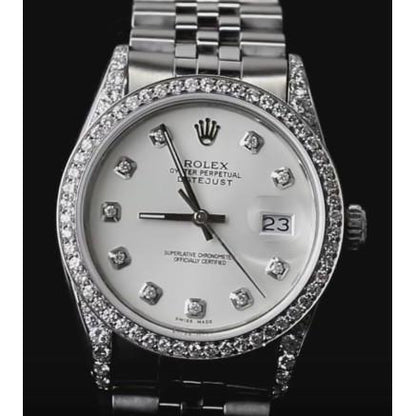 Midsize Datejust Rolex Watch Custom Diamond Bezel & Dial Ss Watch Bezel