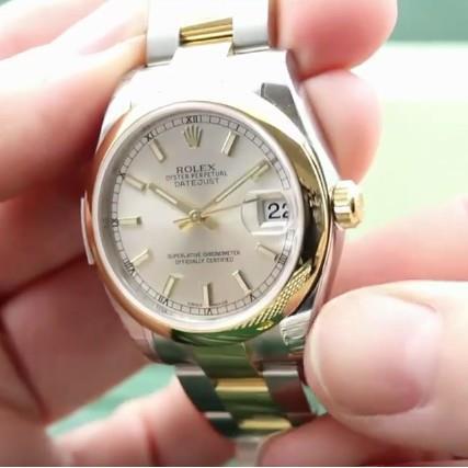 Mid-Size 'Master Collection' Rolex Oyster Perpeptual DateJust Tridor - Pink  Diamond-Set Dial B+P (2006)