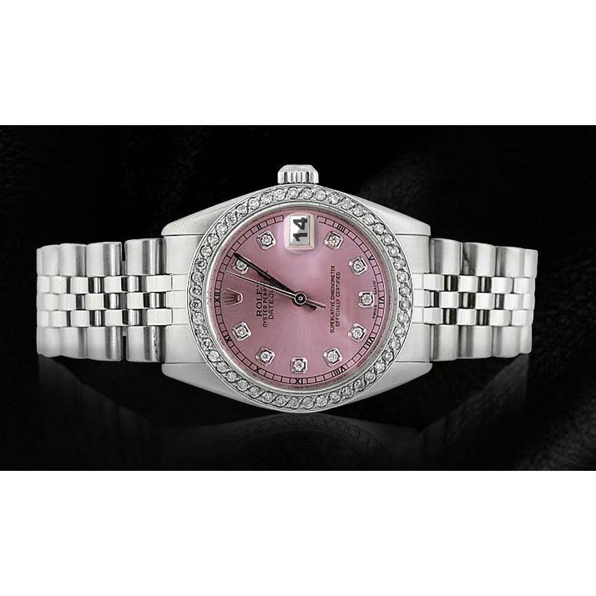 Midsize Rolex Ss Jubilee Bracelet Dj Watch Pink Diamond Dial Bezel Rolex