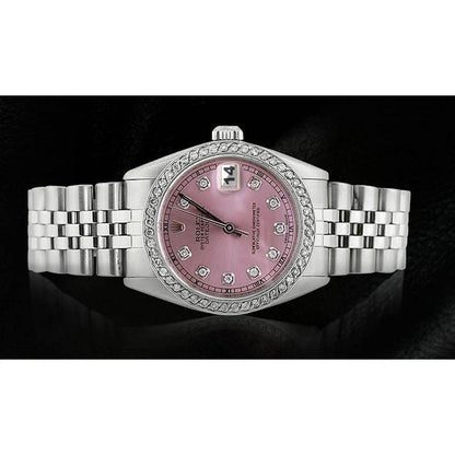Midsize Rolex Ss Jubilee Bracelet Dj Watch Pink Diamond Dial Bezel Rolex