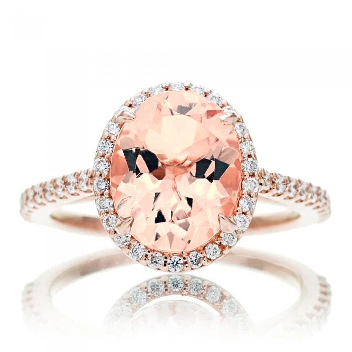 Elegant Woman's Morganite With Diamonds 30 Carats Ring Rose Gold  Gemstone Ring