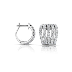 Multi Row 3.80 Carats Diamonds Lady Hoop Earrings 14K White Gold