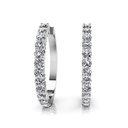 Must Have Hoop Diamonds Earrings Brilliant Cut  White Gold 2 Ct Round