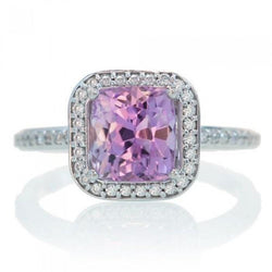 Natural Pink Kunzite With Diamond Ring Lady Jewelry Gold 18.45 Ct