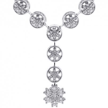 Necklace With Chain F Vvs1 3.00 Ct Round Cut Diamonds White Gold Chains Necklace