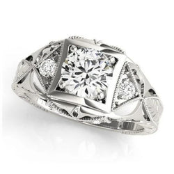 New 1 Carat Diamond Jewelry Lady Three Stone Ring Vintage Style