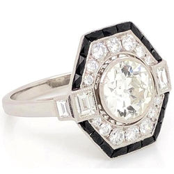Real  Diamond Engagement Old Mine Ring 5 Carats White Gold 14K Jewelry