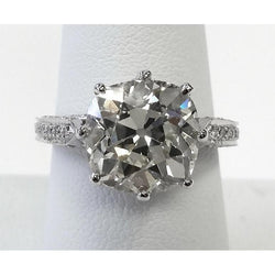 Old Miner Cushion Diamond Wedding Ring 5.25 Ct. White Gold 14K