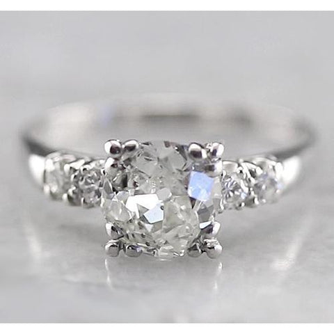 Sparkling Old Miner Cushion Engagement Diamond Ring White Gold Engagement Ring