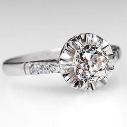 Old Miner Cut Real Natural Earth Mined Diamond Engagement Ring 2.75 Carats White Gold 14K