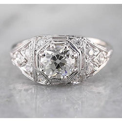 Real  Old Miner Diamond Ring 2 Carats White Gold 14K