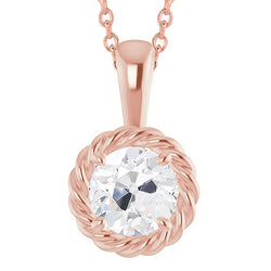 Old Miner Genuine Natural Earth Mined Diamond Pendant Slide 3 Carats Rose Gold Solitaire Prong Set