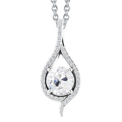Old Miner Round Real Natural Earth Mined Diamond Pendant Slide & Chain 3 Carats Gold Prong Set