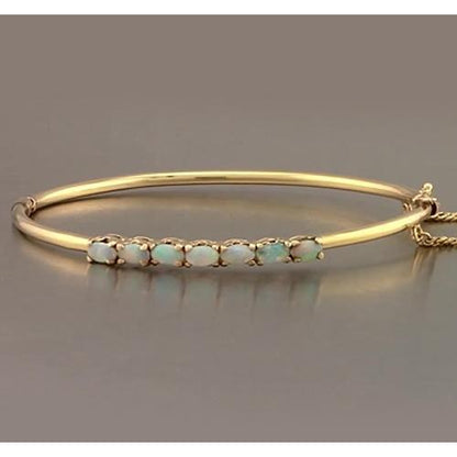 Opal Bangle  New Womans Sparkling  Yellow Gold Women Jewelry New Gemstone Bracelet