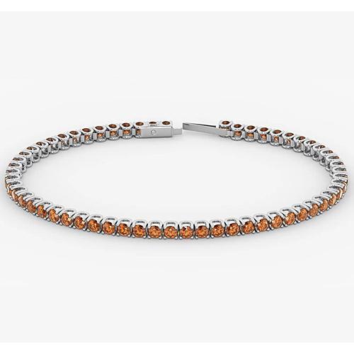 Orange Sapphire Tennis Bracelet Women 5.90 Carats White Gold Jewelry New Gemstone Bracelet