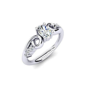 Oval And Round Cut 1.50 Carats Diamond Engagement Ring White Gold 14K Engagement Ring