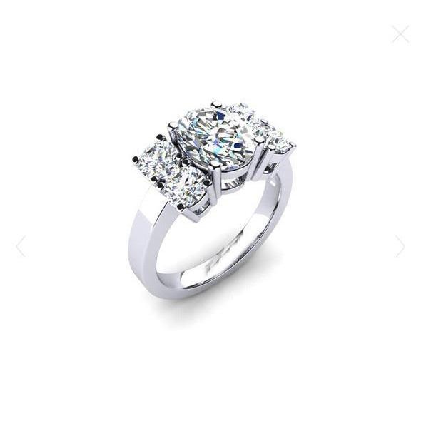 Oval And Round Cut 2.70 Ct Sparkling Diamonds Ring White Gold 14K Engagement Ring