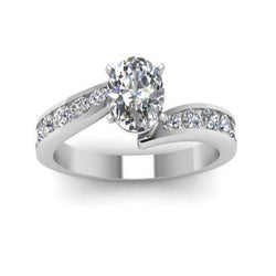 Oval & Round 3 Carats Diamond Wedding Ring White Gold 14K