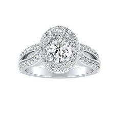 Oval And Round 3.50 Carats Diamond Halo Ring