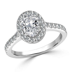 Oval Halo Natural Earth Mined Diamond Engagement Halo Ring 2.34 Carats