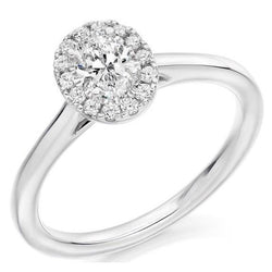 Natural  Oval And Round Cut Halo Diamonds Ring White Gold 14K 1.80 Carats