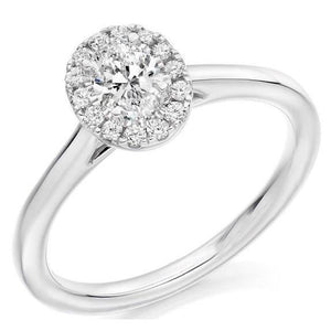 Oval And Round Cut Halo Diamonds Ring White Gold 14K 1.80 Carats Halo Ring