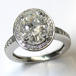 Halo Oval Natural Earth Mined Diamond Engagement Ring 3 Carats