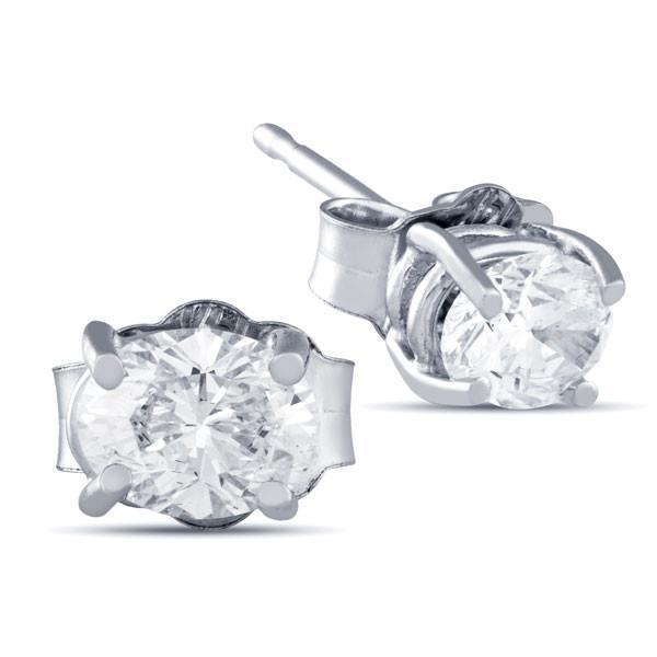 Oval Cut   Diamond Stud Earrings White Gold Fine Jewelry Stud Earrings