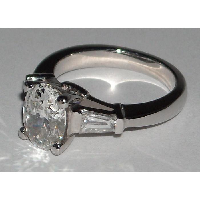 Oval Cut 3 Stone Diamond Womens Ring 2.01 Carats Platinum Three Stone Ring