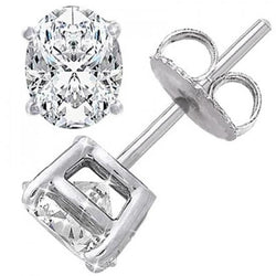 Oval Cut 3.20 Carats Natural Earth Mined Diamond Ladies Stud Earring White Gold