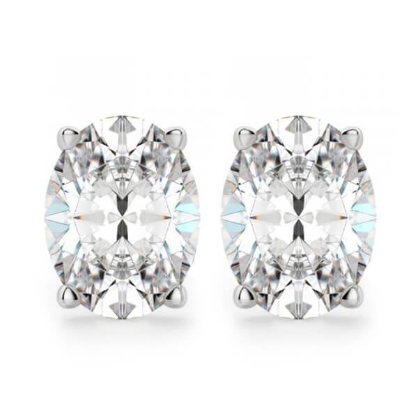 Oval Cut 3.5 Carats Diamond Stud Earrings White Gold Jewelry Stud Earrings